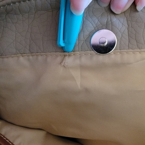 Kim Rogers Purse Shoulder Bag Tote Two Tone Color Block Black Tan Brown - Picture 15 of 16